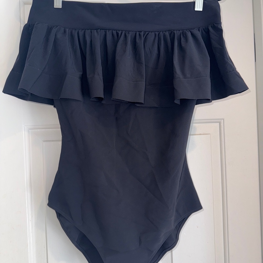 Chiara Boni black off shoulder Deanna bathing suit/ bodysuit Sz 8